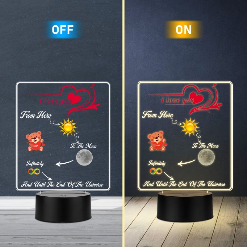 Acrylic Led Lamp Romantic Gift for Couples Warm White Light Gift Item for Wedding, Anniversary, Birthday & Valentine's Day (I Love You)